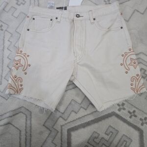 Levi's 501 '93 Cream Shorts W Copper Western Apliques